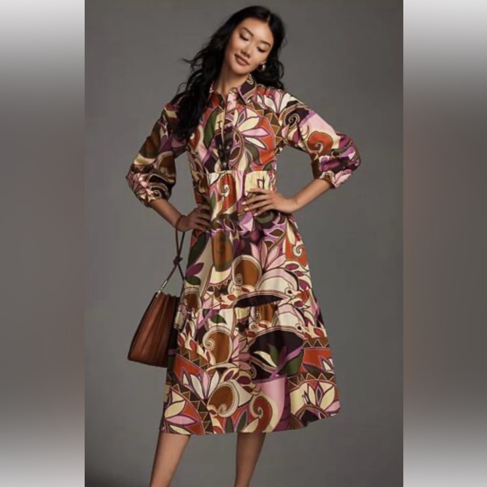 Anthropologie Bettina Midi Dress : Floral Multicolor size XS